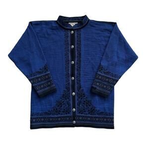 Dale Of Norway Wool Cardigan Fair Isle Sweater Norwegian Sz M RARE *Small flaw*